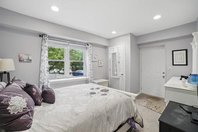 135 Highland Ave S Unit D1, Ossining, NY 10562 - bedroom featuring recessed lighting, baseboards, light colored carpet, and decorative columns