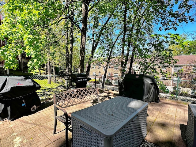 view of patio / terrace with a fenced backyard and area for grilling