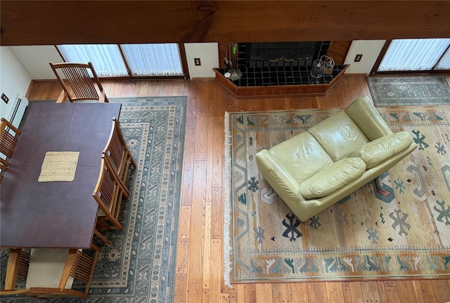 living area featuring hardwood / wood-style floors