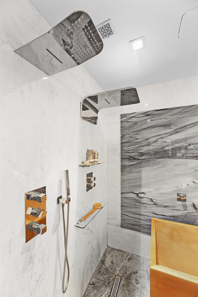212 E 95th St, New York Manhattan, NY 10128 - full bath with a marble finish shower