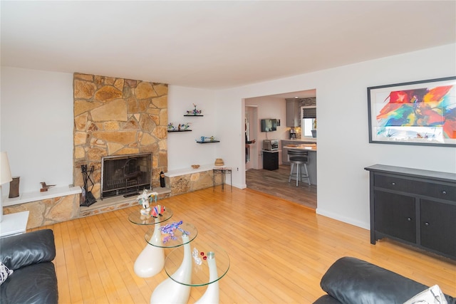 129 Boardman Rd, Poughkeepsie, NY 12603 - living area featuring a fireplace and light wood-style flooring