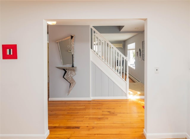 129 Boardman Rd, Poughkeepsie, NY 12603 - hall with stairway, hardwood / wood-style floors, and baseboards