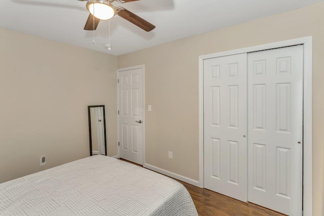 51 Andrews Ave, Wyandanch, NY 11798 - bedroom featuring wood finished floors, ceiling fan, and a closet