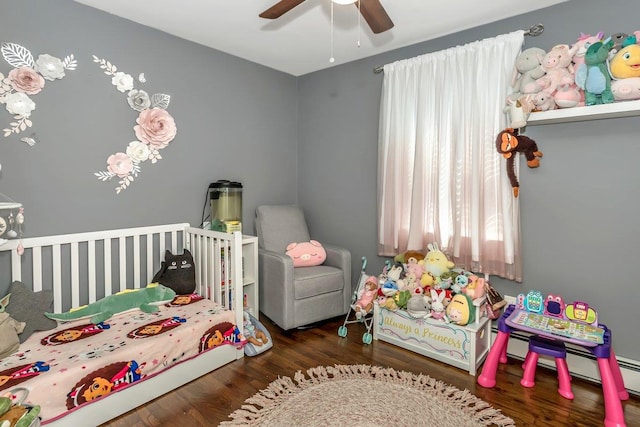 51 Andrews Ave, Wyandanch, NY 11798 - bedroom with wood finished floors, ceiling fan, and a nursery area