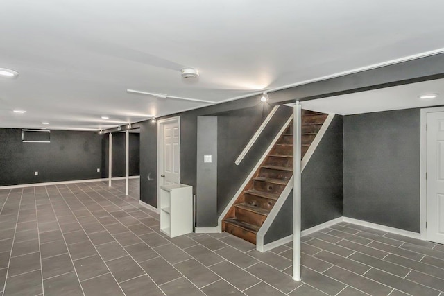 51 Andrews Ave, Wyandanch, NY 11798 - finished below grade area featuring stairs and tile patterned floors