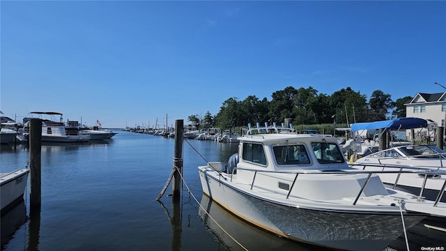 dock area featuring a water view