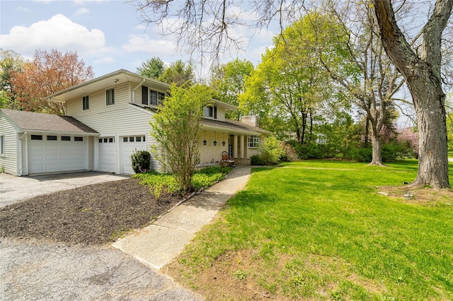63 Wright Blvd, Hopewell Junction, NY 12533 - traditional-style house featuring a front lawn, driveway, an attached garage, and a chimney