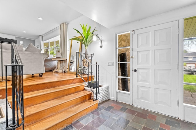 63 Wright Blvd, Hopewell Junction, NY 12533 - entryway featuring stairway, plenty of natural light, stone tile floors, and recessed lighting