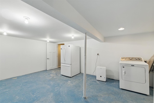 2 Mountain View Pl N, New Paltz, NY 12561 - finished below grade area with washer / clothes dryer and freestanding refrigerator