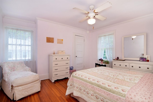 238 Read Ave, Tuckahoe, NY 10707 - bedroom with wood finished floors, ornamental molding, and a ceiling fan