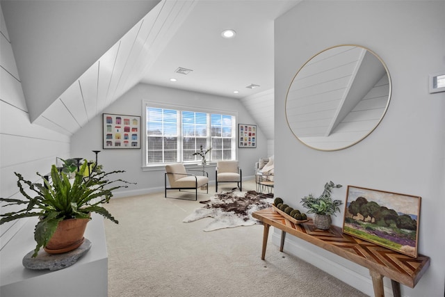 6 Livingston St, Red Hook, NY 12571 - living area featuring lofted ceiling, carpet floors, baseboards, and recessed lighting