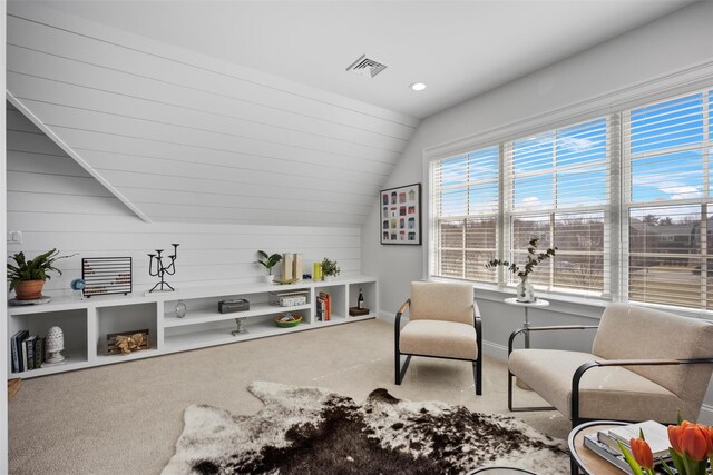 6 Livingston St, Red Hook, NY 12571 - living area with vaulted ceiling, carpet, healthy amount of natural light, recessed lighting, and baseboards