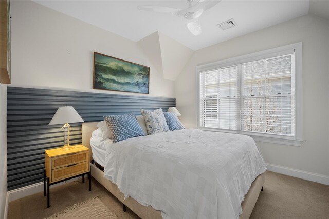 6 Livingston St, Red Hook, NY 12571 - bedroom featuring baseboards, multiple windows, carpet, lofted ceiling, and a ceiling fan