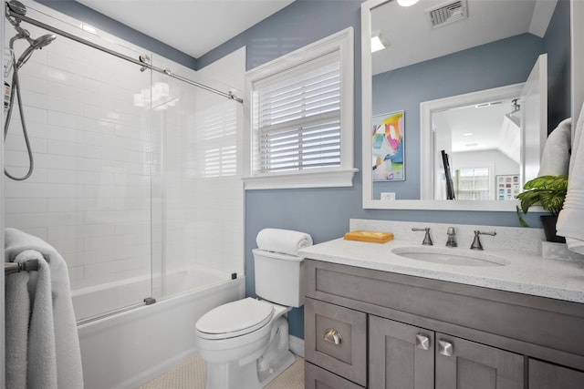 6 Livingston St, Red Hook, NY 12571 - bathroom with vanity, combined bath / shower with glass door, toilet, tile patterned flooring, and baseboards