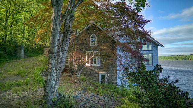 70 Floyd Ackert Rd, West Park, NY 12429 - view of side of home with a water view and stone siding