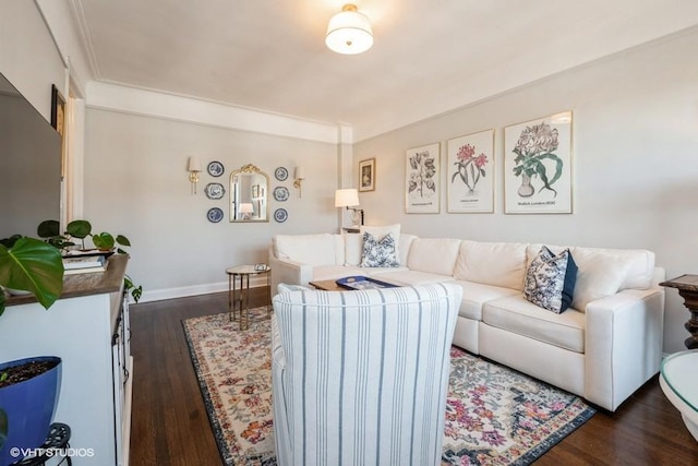 31 Pondfield Rd W Unit 68, Bronxville, NY 10708 - living area featuring dark wood-type flooring and baseboards