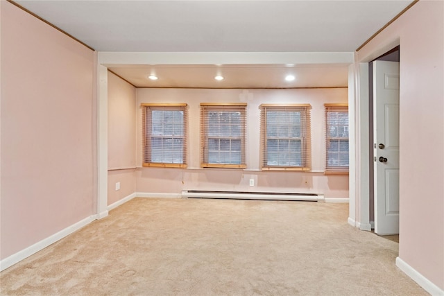 35 Fallkill Ave, Poughkeepsie, NY 12601 - unfurnished room with a baseboard radiator, carpet floors, recessed lighting, and baseboards