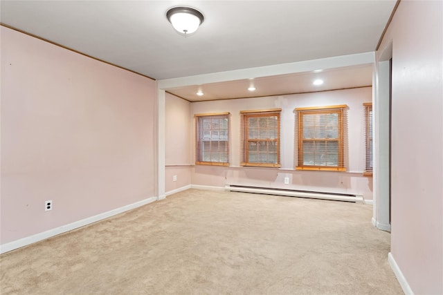 35 Fallkill Ave, Poughkeepsie, NY 12601 - carpeted empty room featuring a baseboard radiator, baseboards, and recessed lighting