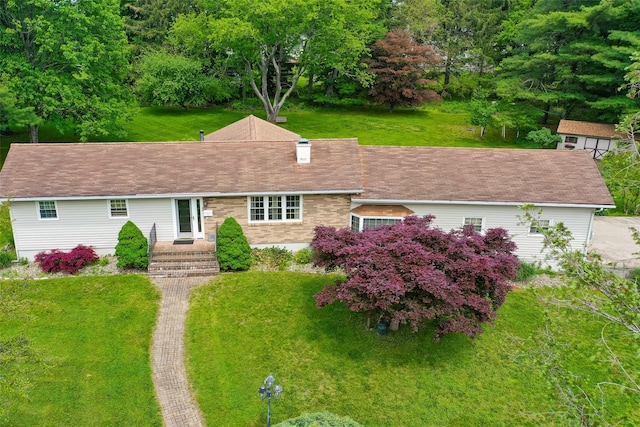 68 Forest Dr, Poughquag, NY 12570 - view of front of property with a front yard and a chimney