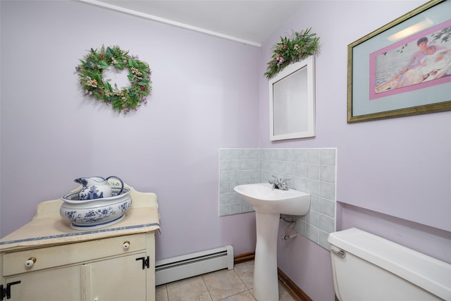 68 Forest Dr, Poughquag, NY 12570 - bathroom with baseboard heating, tile patterned floors, and toilet