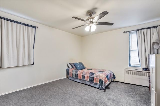 144-44 38th Ave Unit 6G, Flushing, NY 11354 - bedroom featuring radiator heating unit, carpet, baseboards, and ceiling fan