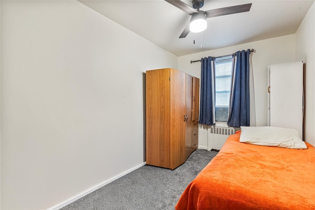 144-44 38th Ave Unit 6G, Flushing, NY 11354 - carpeted bedroom featuring radiator heating unit, baseboards, and a ceiling fan