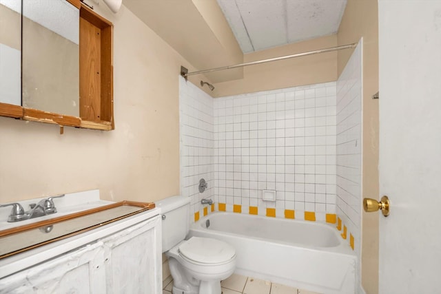 154-04 107th Ave, Jamaica, NY 11433 - full bathroom with toilet, washtub / shower combination, tile patterned flooring, and vanity