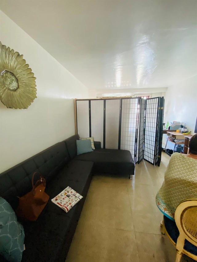 living room featuring tile patterned flooring