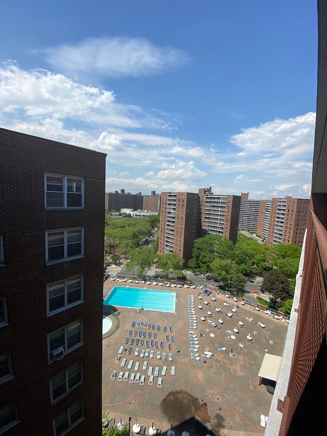 community pool with a view of city