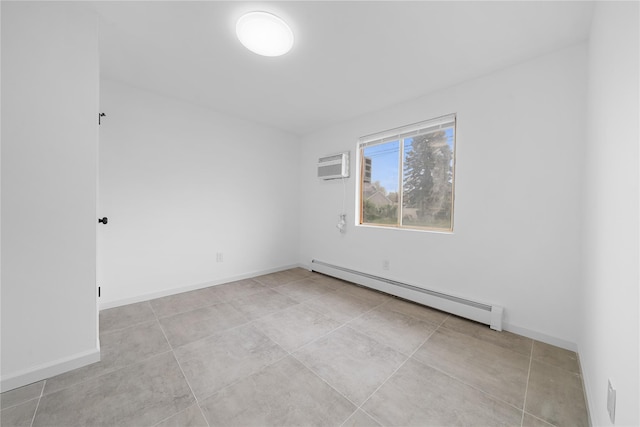 40 S 29th St, Wyandanch, NY 11798 - unfurnished room featuring a baseboard radiator, a wall mounted air conditioner, and baseboards