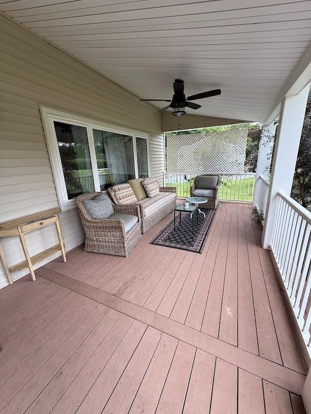 11 Queen Anne Ln, Wappingers Falls, NY 12590 - deck featuring a ceiling fan