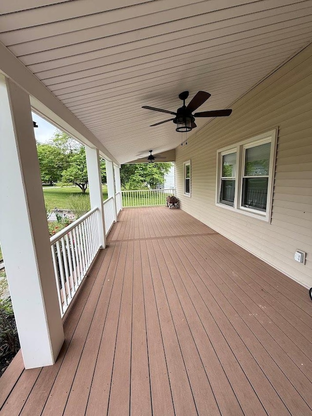 11 Queen Anne Ln, Wappingers Falls, NY 12590 - wooden porch featuring ceiling fan