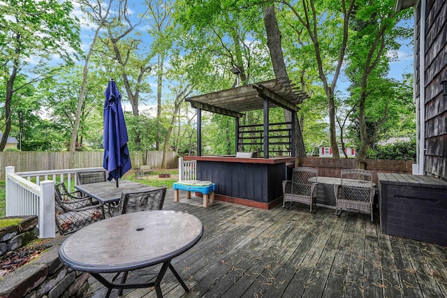 121 Tyler Ave, Miller Place, NY 11764 - wooden terrace with a fenced backyard and a pergola