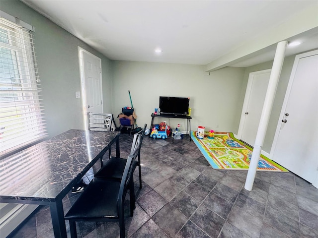 113 6th Ave, Huntington Station, NY 11746 - rec room featuring recessed lighting and stone finish floors