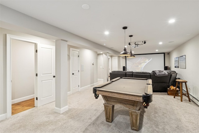 38 Savanna Cir, Mount Sinai, NY 11766 - game room featuring carpet, pool table, recessed lighting, and baseboards