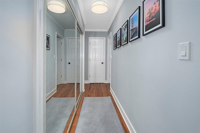 4 Peck Unit 47A, Rye, NY 10580 - hall featuring wood finished floors, ornamental molding, and baseboards