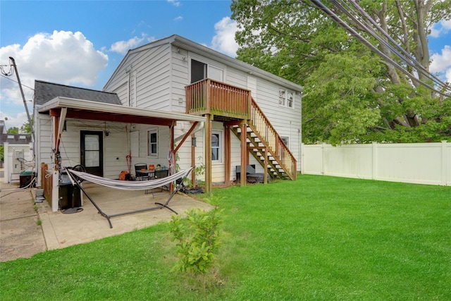 31 Clover Ln, Levittown, NY 11756 - rear view of property featuring a patio and stairs
