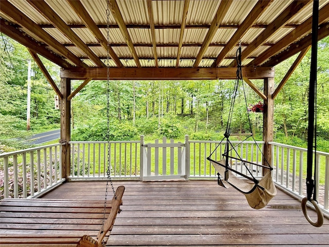 9 Chapel Rd, Newburgh, NY 12550 - wooden terrace with a view of trees