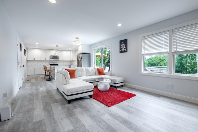 5 Teramar Way, White Plains, NY 10607 - living room featuring light wood finished floors, recessed lighting, and baseboards
