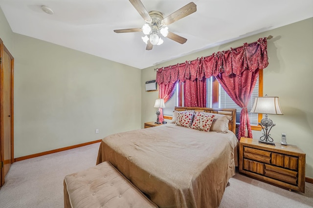 79-48 67th Rd, Middle Village, NY 11379 - bedroom featuring carpet floors, baseboards, a wall unit AC, and a ceiling fan