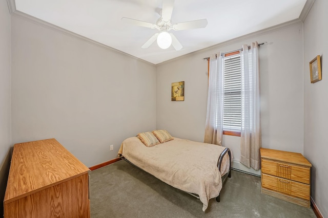 79-48 67th Rd, Middle Village, NY 11379 - bedroom featuring dark carpet, crown molding, baseboards, and ceiling fan