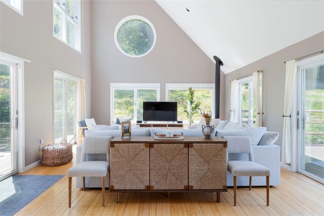 135 Turk Hill Rd, Carmel, NY 10509 - living room with high vaulted ceiling and hardwood / wood-style floors