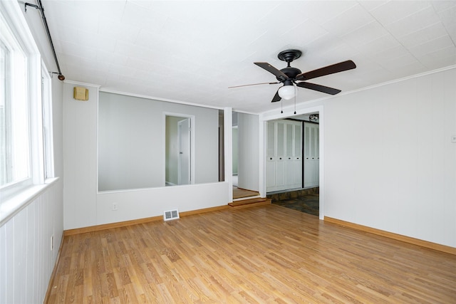 11-13 Eldridge Ln, Red Hook, NY 12571 - spare room featuring light wood finished floors, ceiling fan, ornamental molding, and baseboards