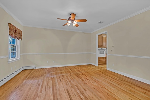 9 Joseph Bow Ct, Pearl River, NY 10965 - empty room featuring light wood-style flooring, a ceiling fan, and crown molding