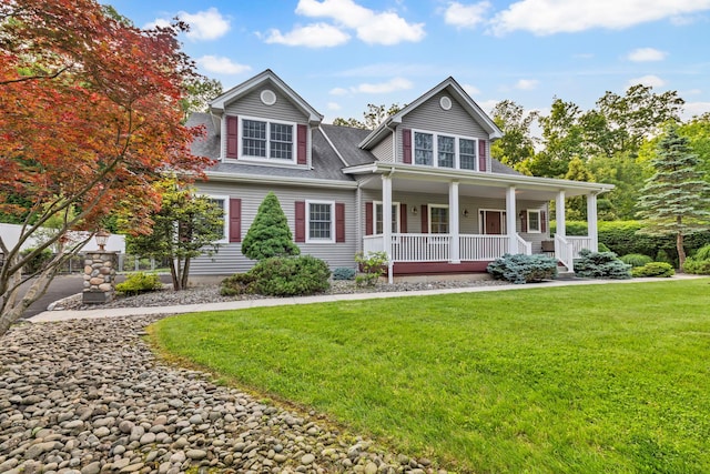 9 Joseph Bow Ct, Pearl River, NY 10965 - view of front of property with a porch, a front lawn, and roof with shingles