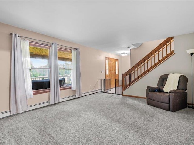 708 Kirbytown Rd, Middletown, NY 10940 - unfurnished living room featuring carpet floors and stairway