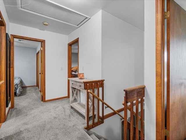 708 Kirbytown Rd, Middletown, NY 10940 - hall with carpet flooring, baseboards, and an upstairs landing