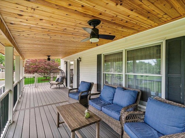 708 Kirbytown Rd, Middletown, NY 10940 - porch with a ceiling fan and outdoor lounge area