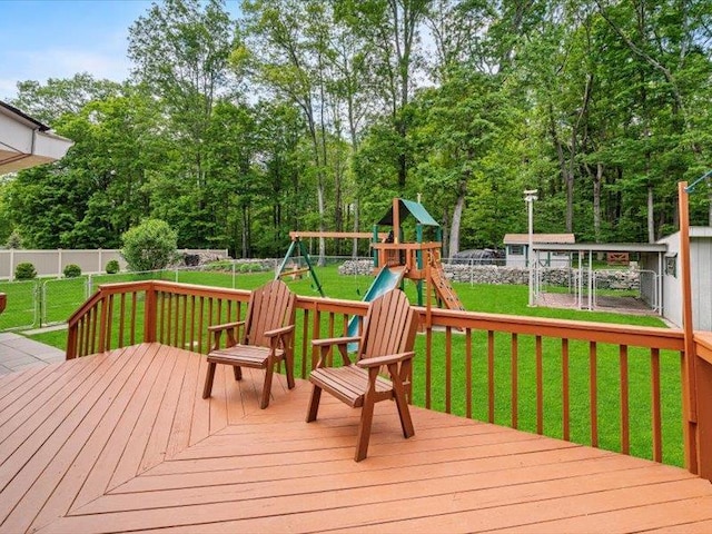 708 Kirbytown Rd, Middletown, NY 10940 - wooden terrace featuring a playground
