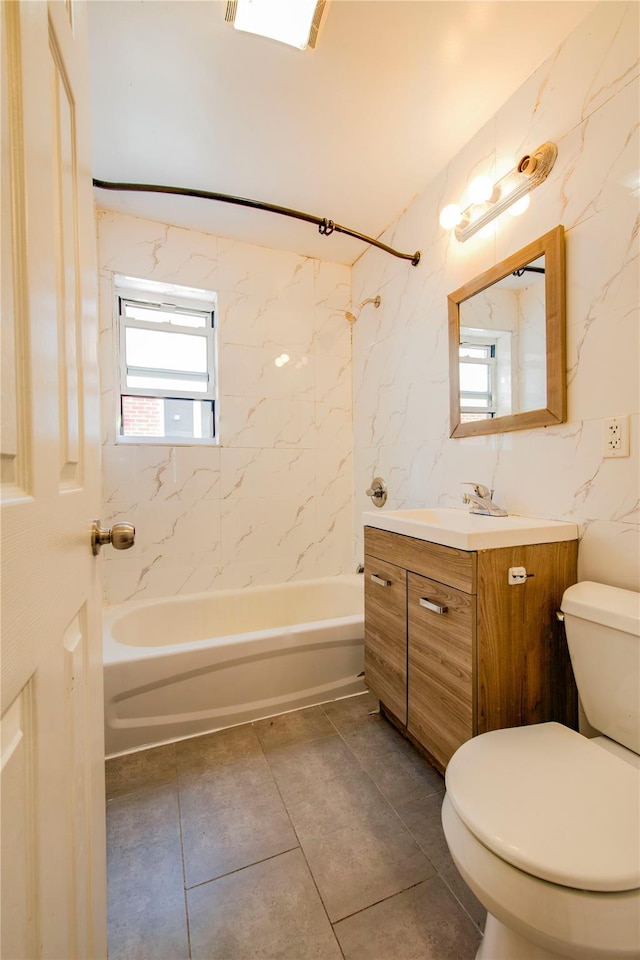 19623 56th Ave, Fresh Meadows, NY 11365 - bathroom with vanity,  shower combination, and tile patterned floors